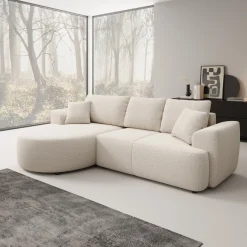 Palladio - Hoekbank 3-zits met chaise longue - Stof beige - Links