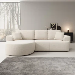 Palladio - Hoekbank 3-zits met chaise longue - Stof beige - Links