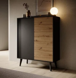Palladium 2 - Dressoir - Eiken/zwart - 104x39x125 cm