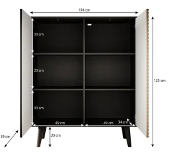 Palladium 2 - Dressoir - Eiken/zwart - 104x39x125 cm
