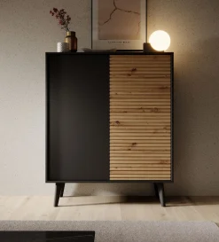 Palladium 2 - Dressoir - Eiken/zwart - 104x39x125 cm