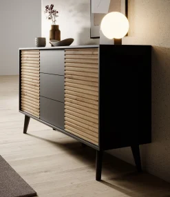 Palladium 3 - Dressoir - Eiken/zwart - 154x39x83 cm