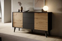Palladium 3 - Dressoir - Eiken/zwart - 154x39x83 cm