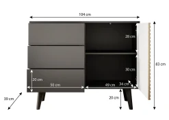 Palladium - Dressoir - Eiken/zwart - 104x39x83 cm