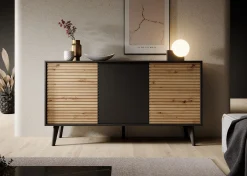 Palladium - Dressoir - Eiken/zwart - 154x39x83 cm