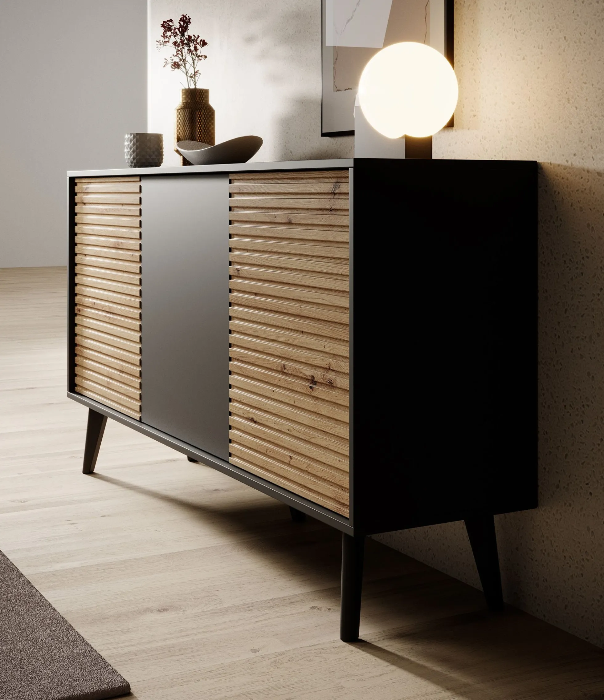 Palladium - Dressoir - Eiken/zwart - 154x39x83 cm