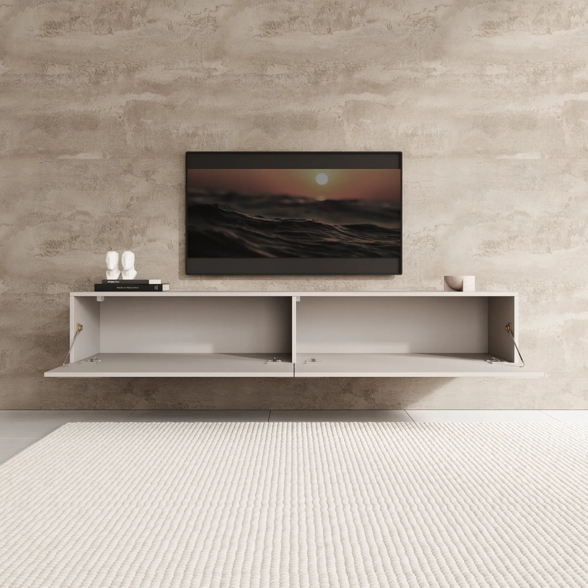 Palm - TV-Meubel - Beige - 180x40x30 cm
