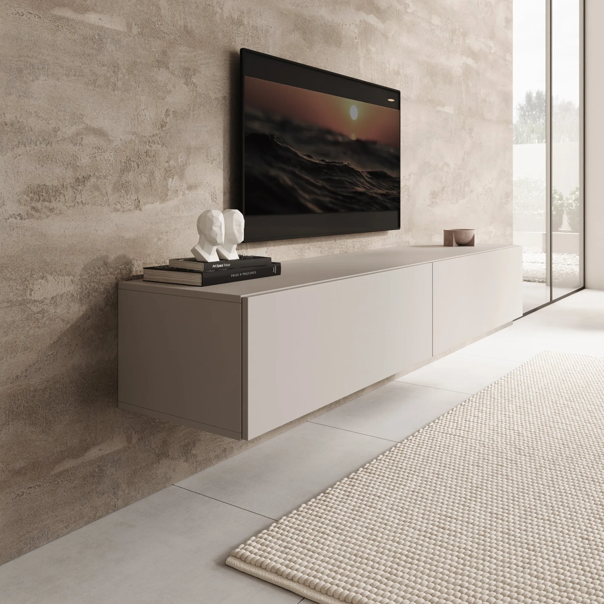 Palm - TV-Meubel - Beige - 180x40x30 cm