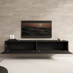 Palm - TV-Meubel - Mat zwart - 180x39x30 cm