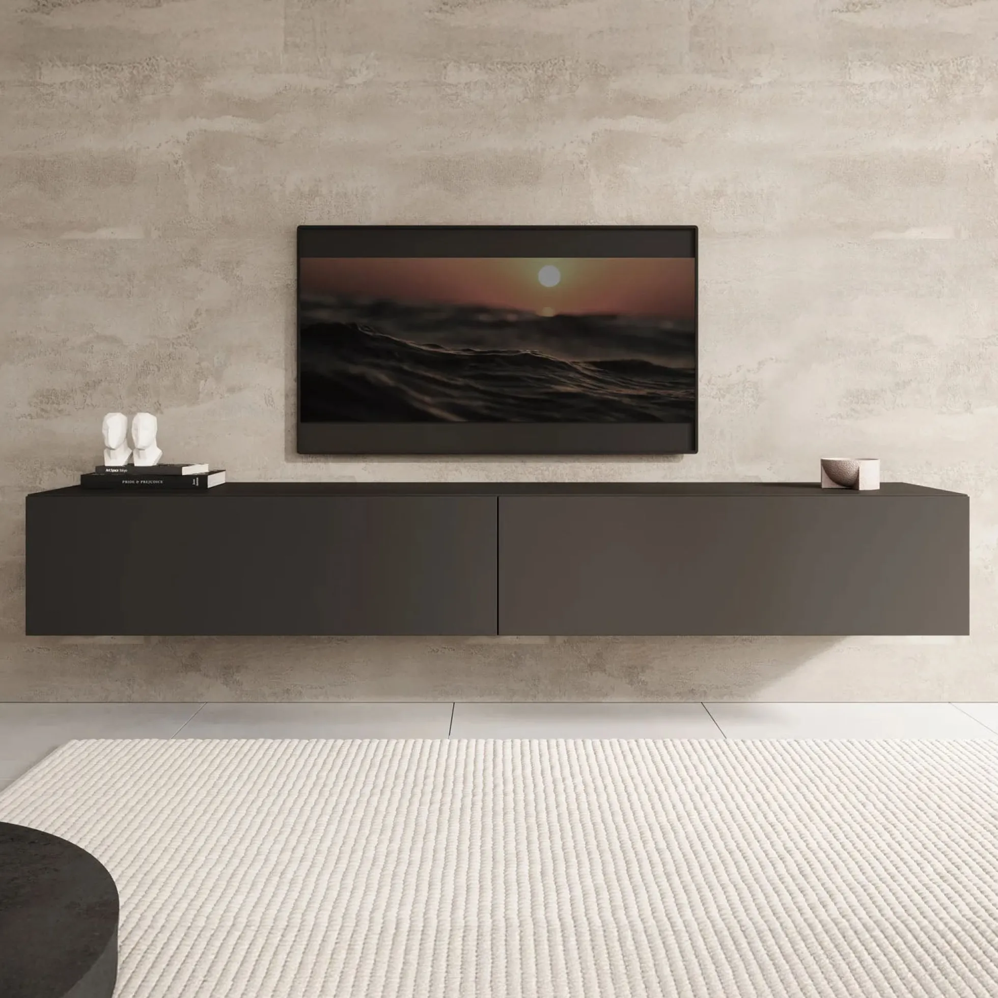 Palm - TV-Meubel - Mat zwart - 200x40x30 cm
