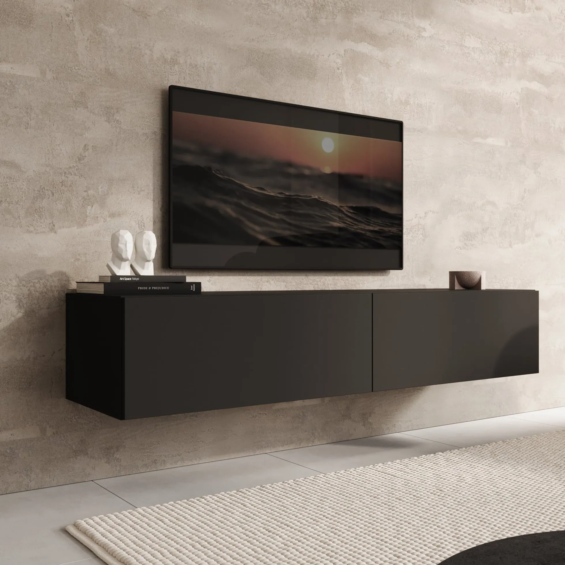 Palm - TV-Meubel - Mat zwart - 160x40x30 cm