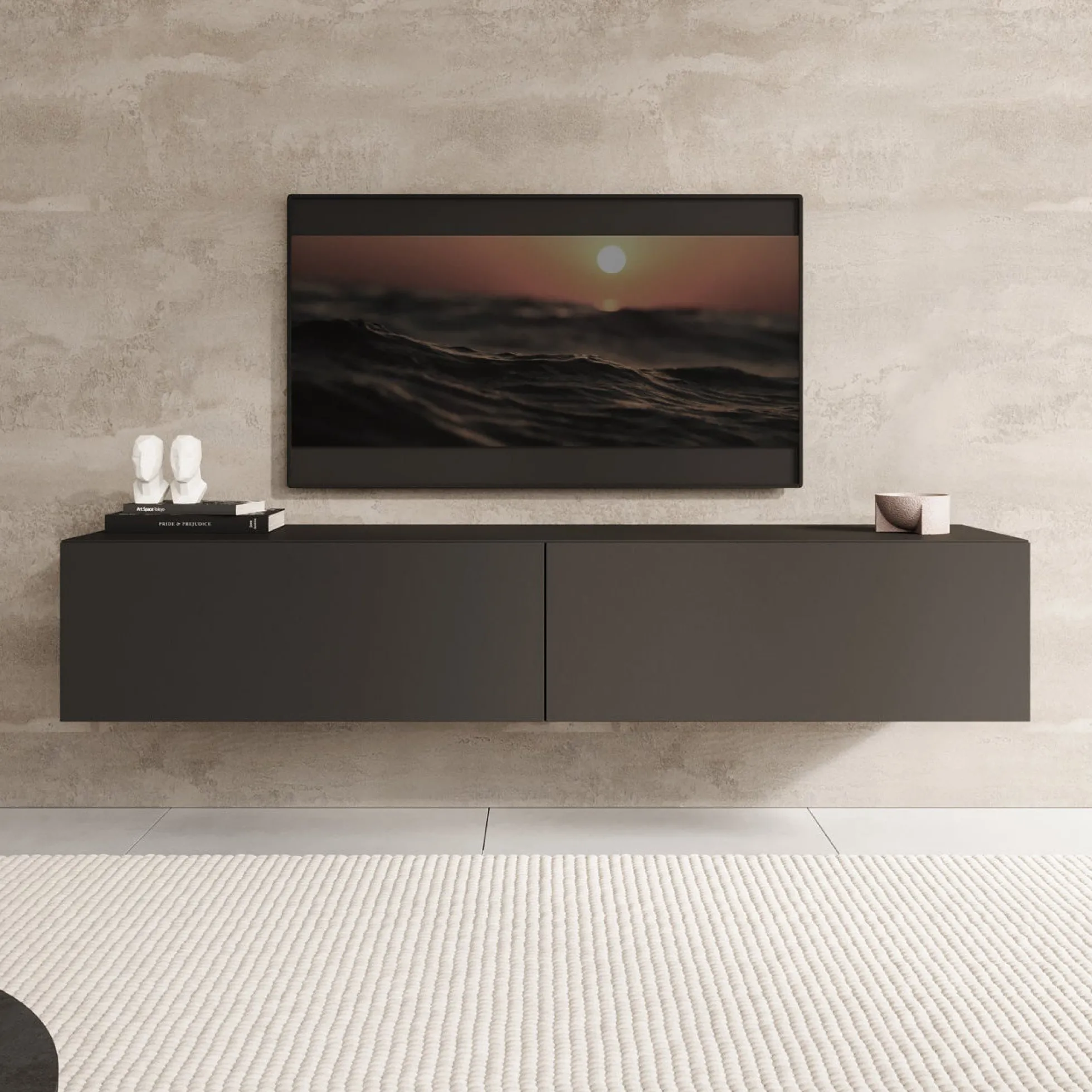 Palm - TV-Meubel - Mat zwart - 160x40x30 cm