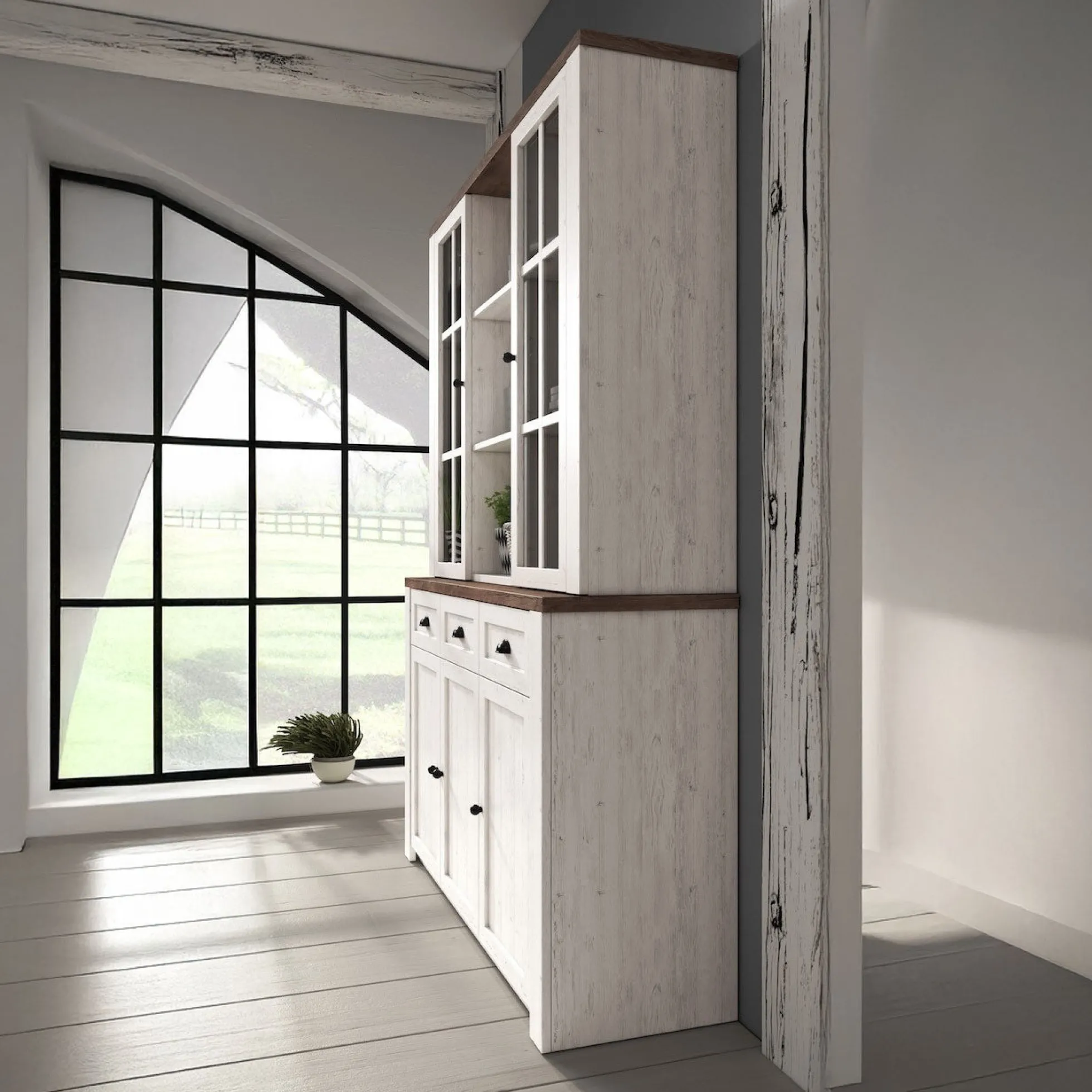 Parello 7 - Buffetkast - Wit/eiken - 130x43x199 cm
