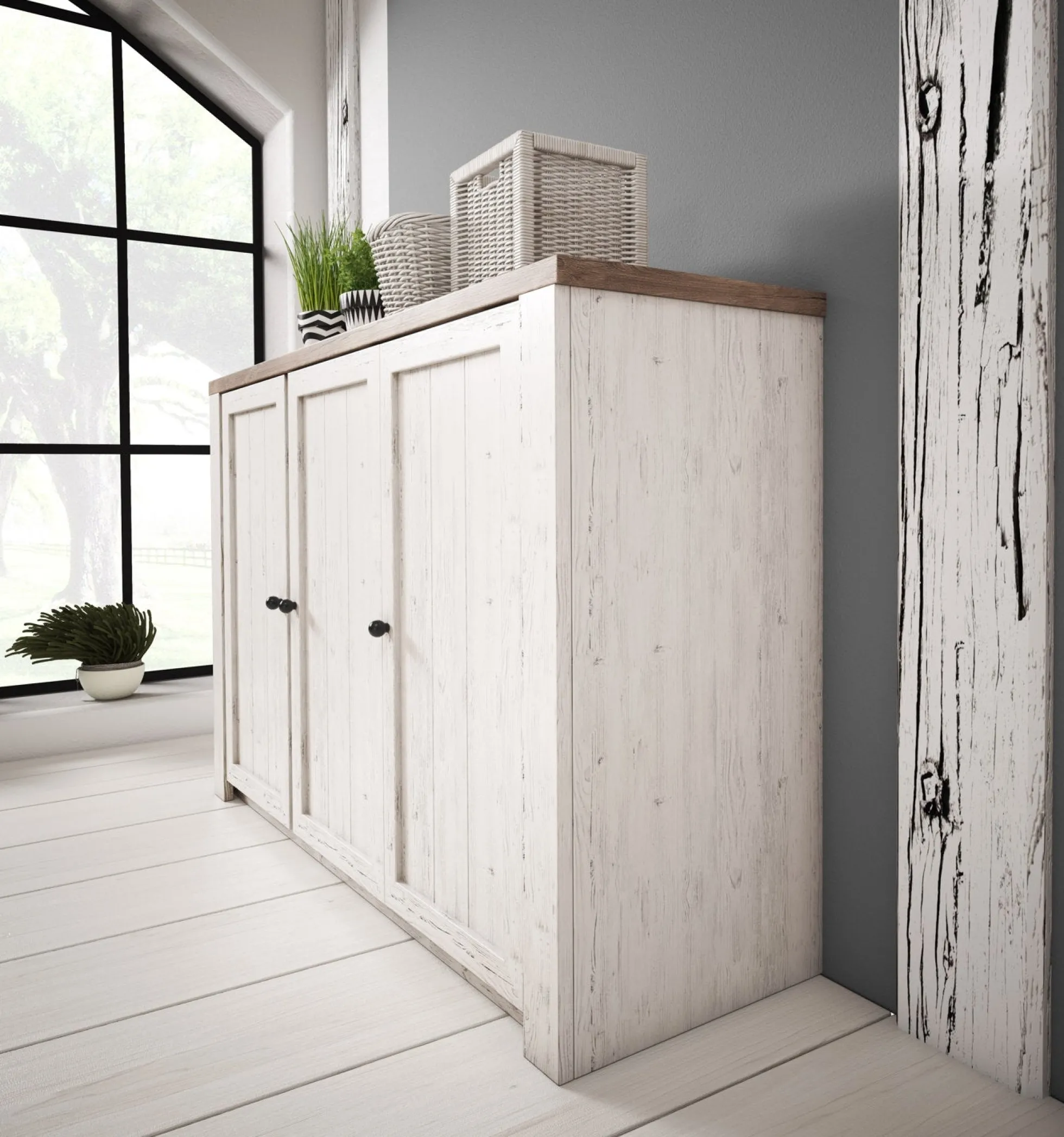 Parello 4 - Dressoir - Wit/eiken - 130x43x88 cm