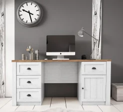 Parello - Bureau - Wit/eiken - 160x67 cm