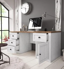 Parello - Bureau - Wit/eiken - 160x67 cm