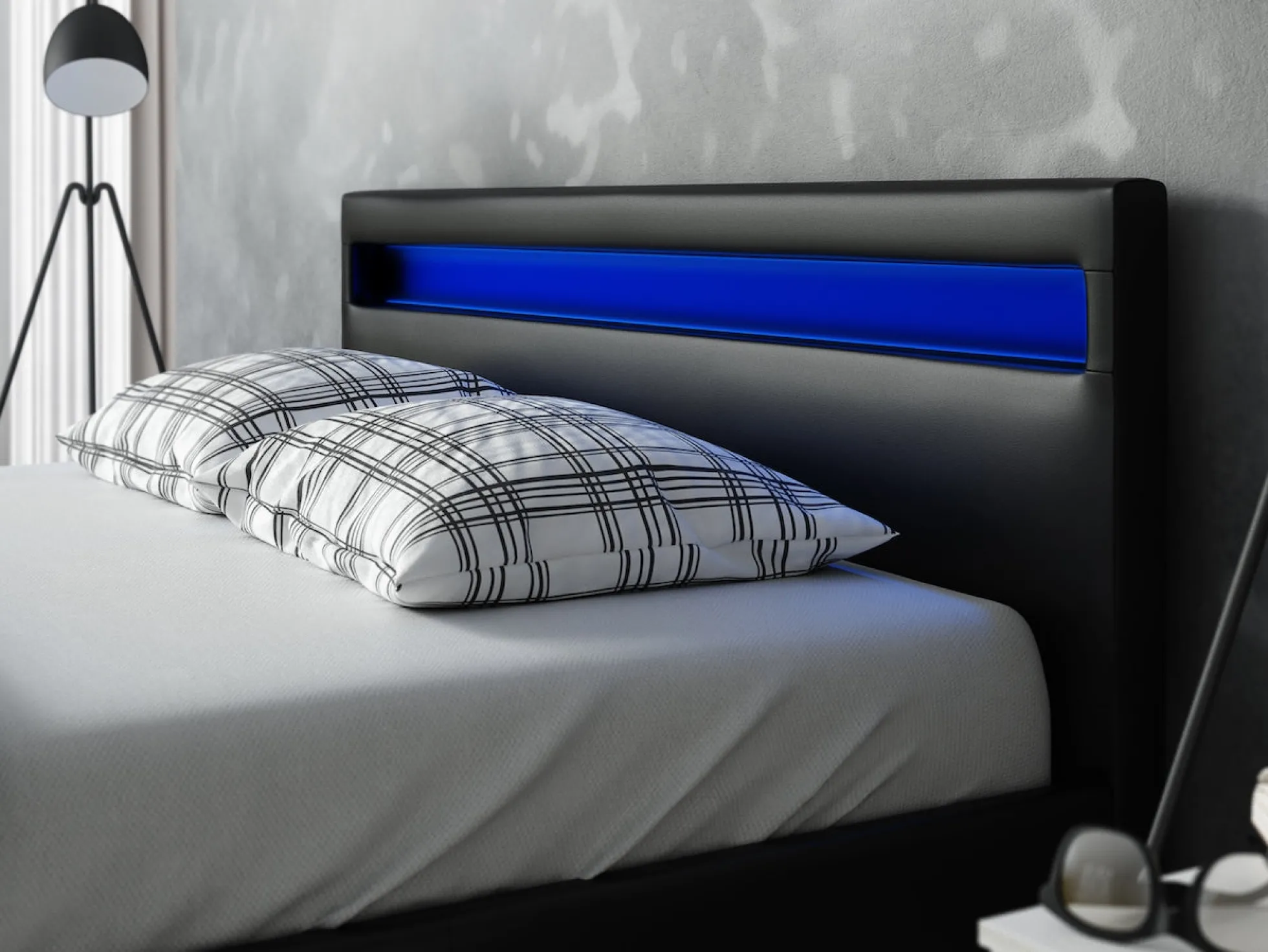 Paris - Tweepersoonsbed met verlichting - Zwart - 180x200 cm