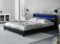 Paris - Tweepersoonsbed met verlichting - Zwart - 180x200 cm
