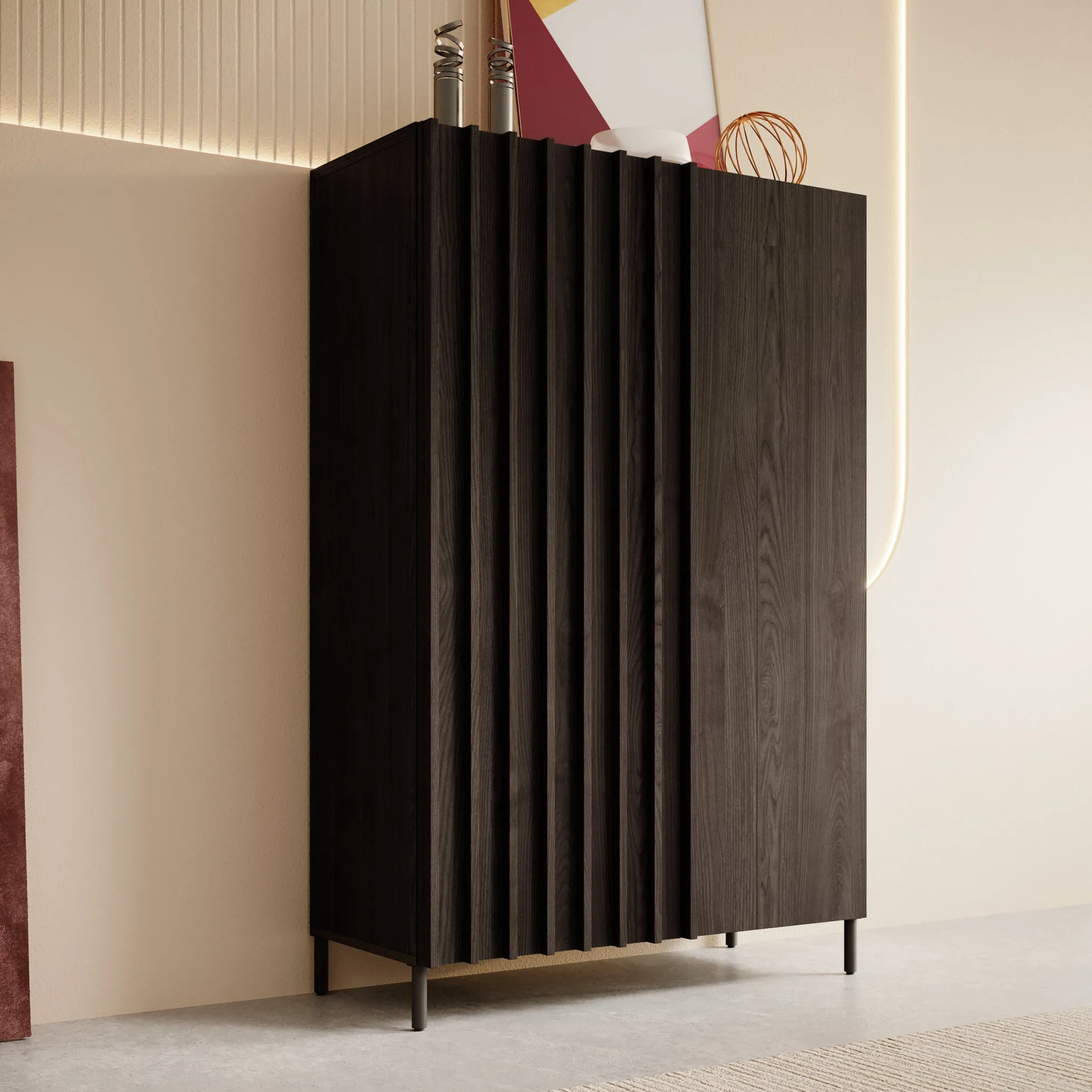 Paz - Dressoir - Donker eiken - 92x44x144 cm