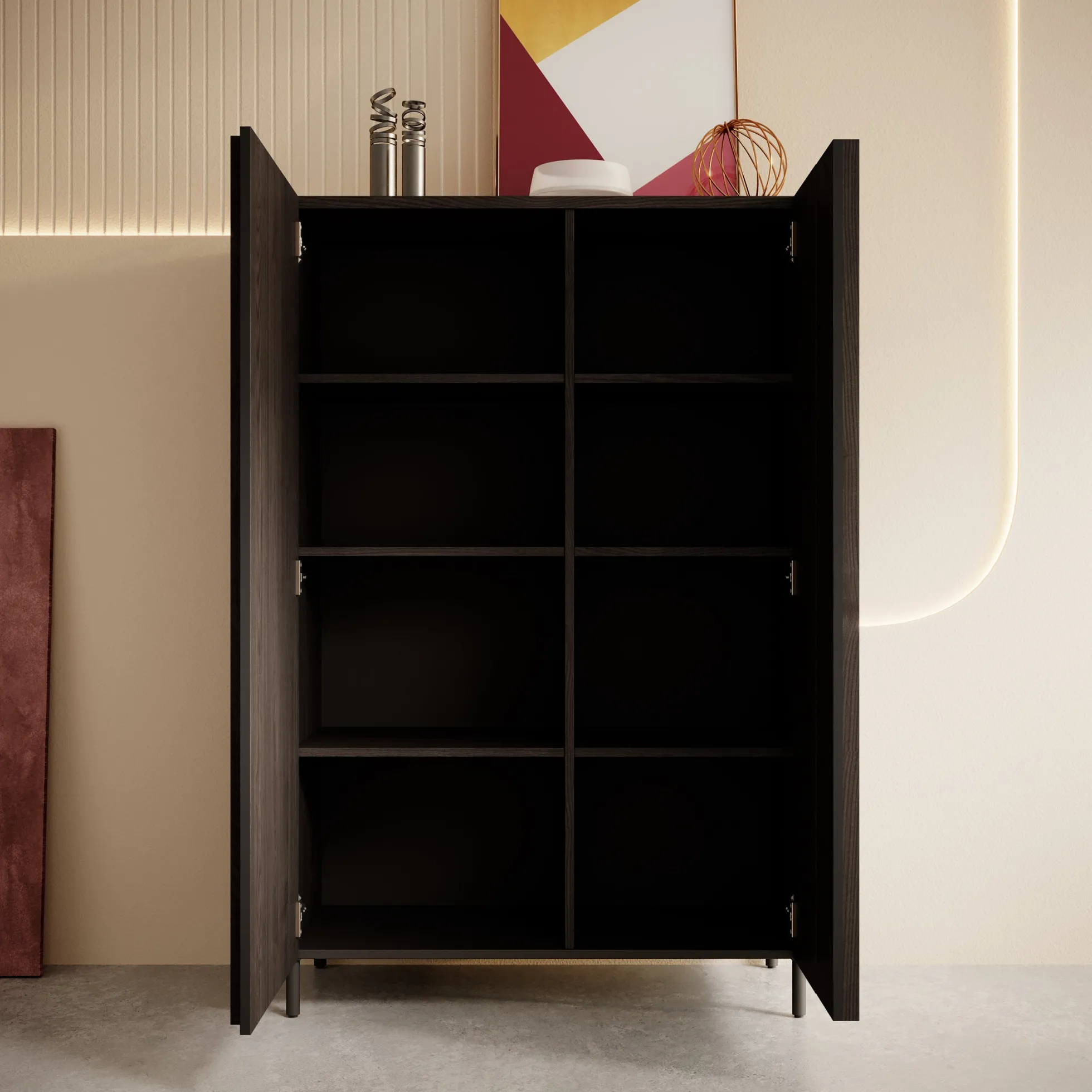Paz - Dressoir - Donker eiken - 92x44x144 cm
