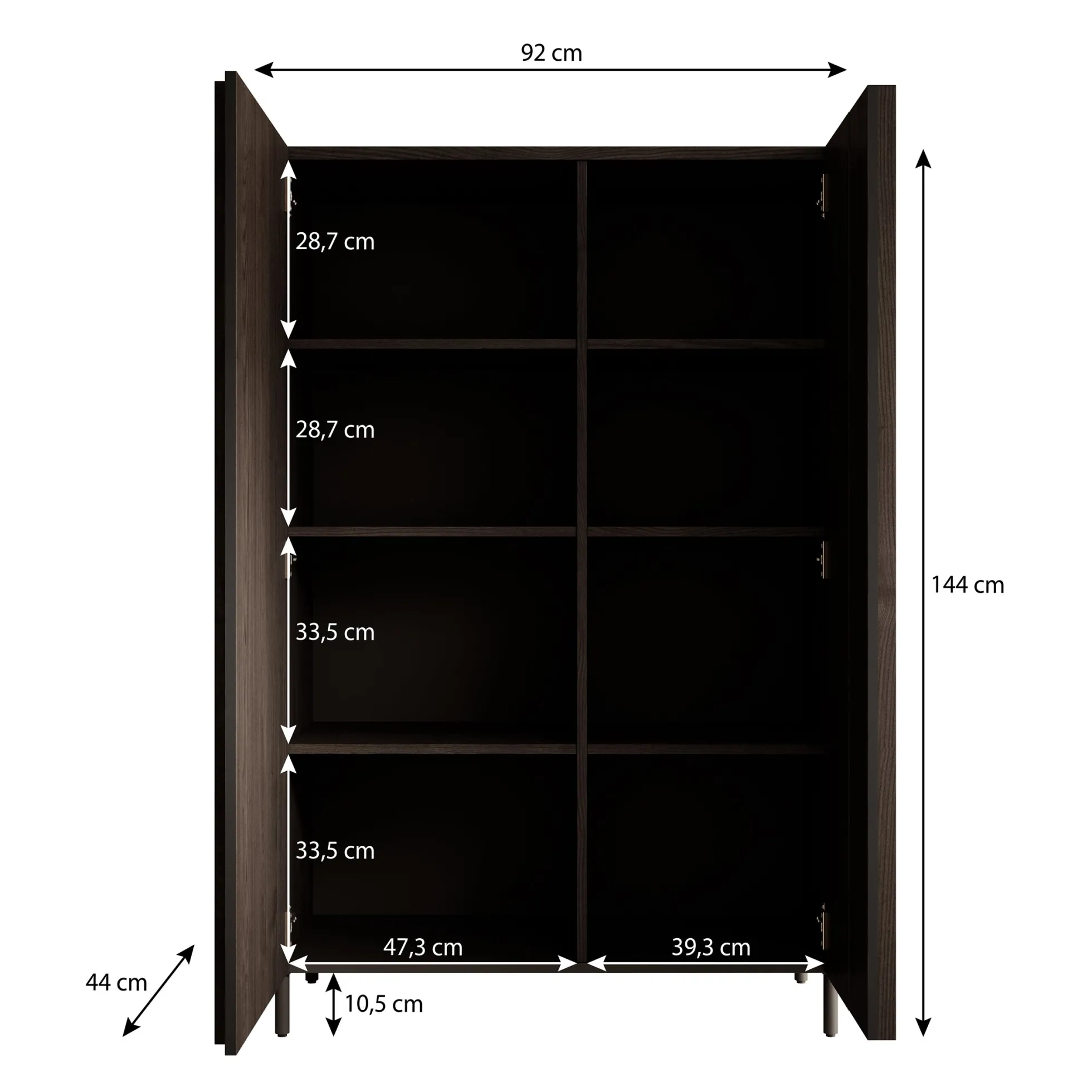 Paz - Dressoir - Donker eiken - 92x44x144 cm