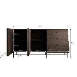 Paz - Dressoir - Donker eiken - 165x44x87 cm