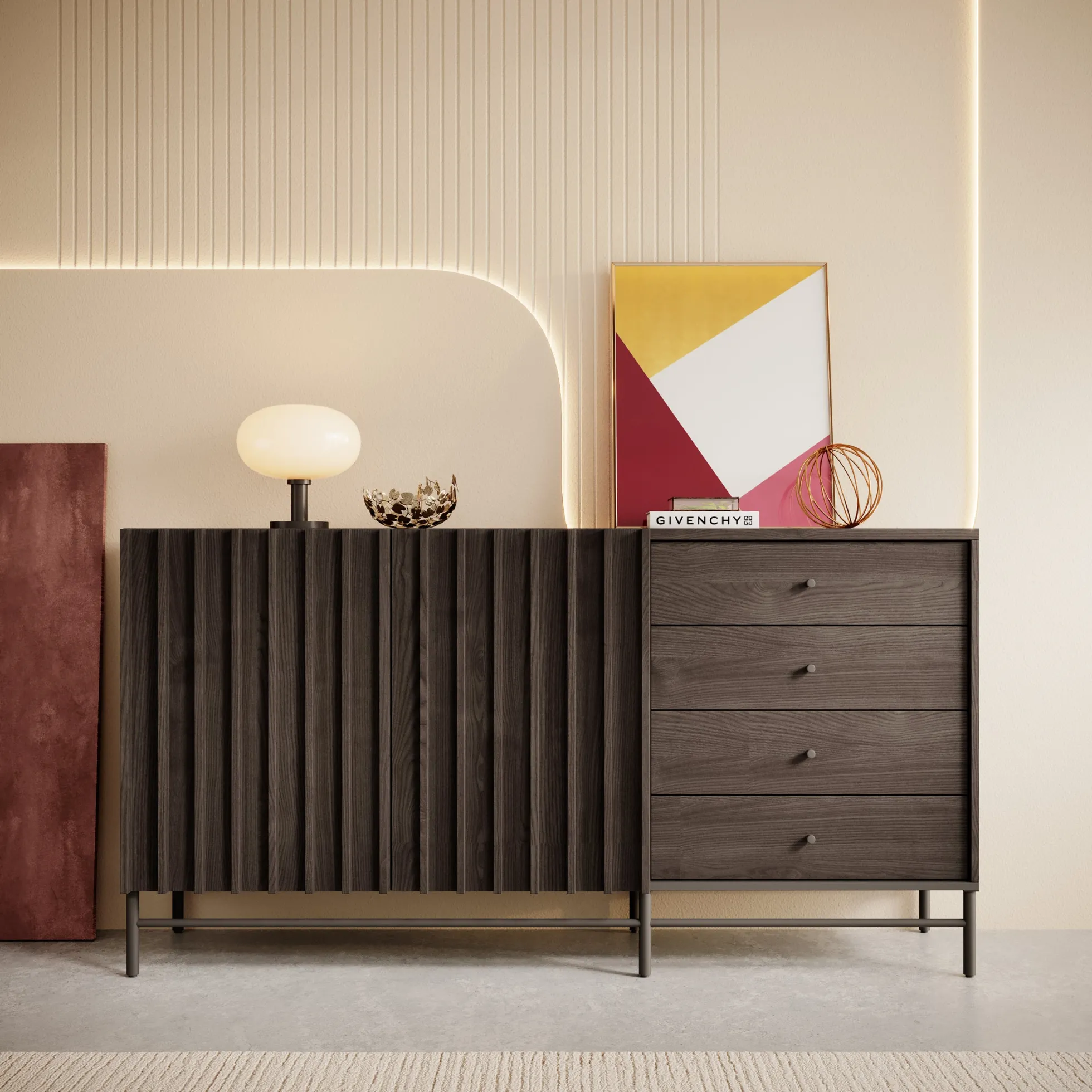 Paz - Dressoir - Donker eiken - 165x44x87 cm