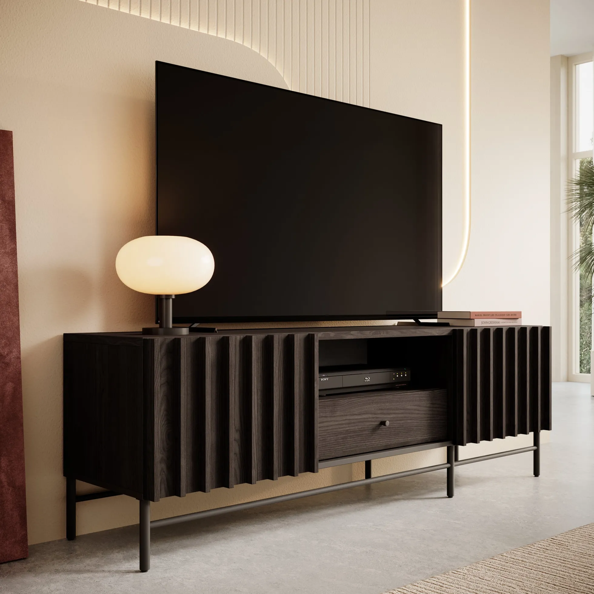 Paz - TV-Meubel met 2 deuren - Donker eiken - 165 cm