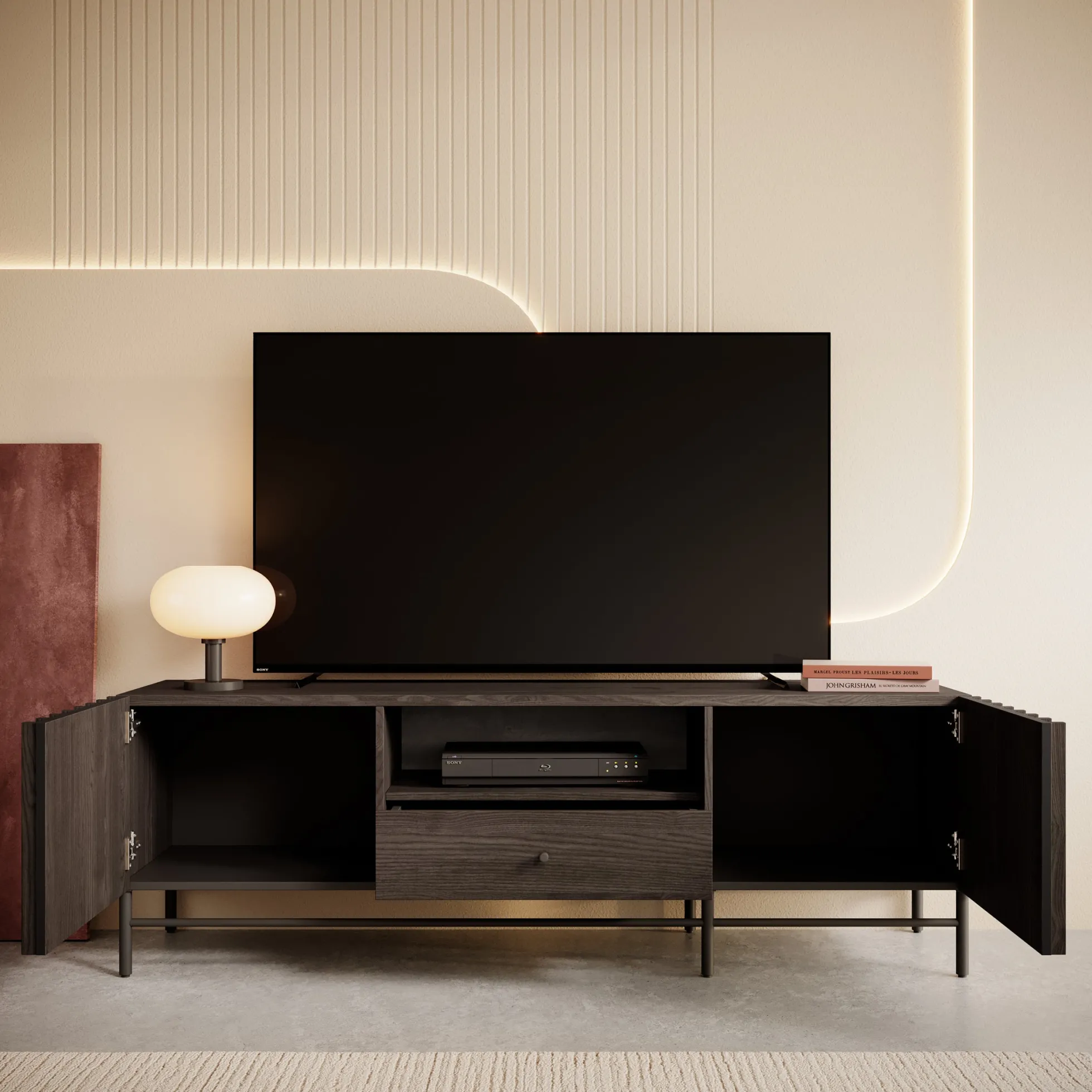 Paz - TV-Meubel met 2 deuren - Donker eiken - 165 cm