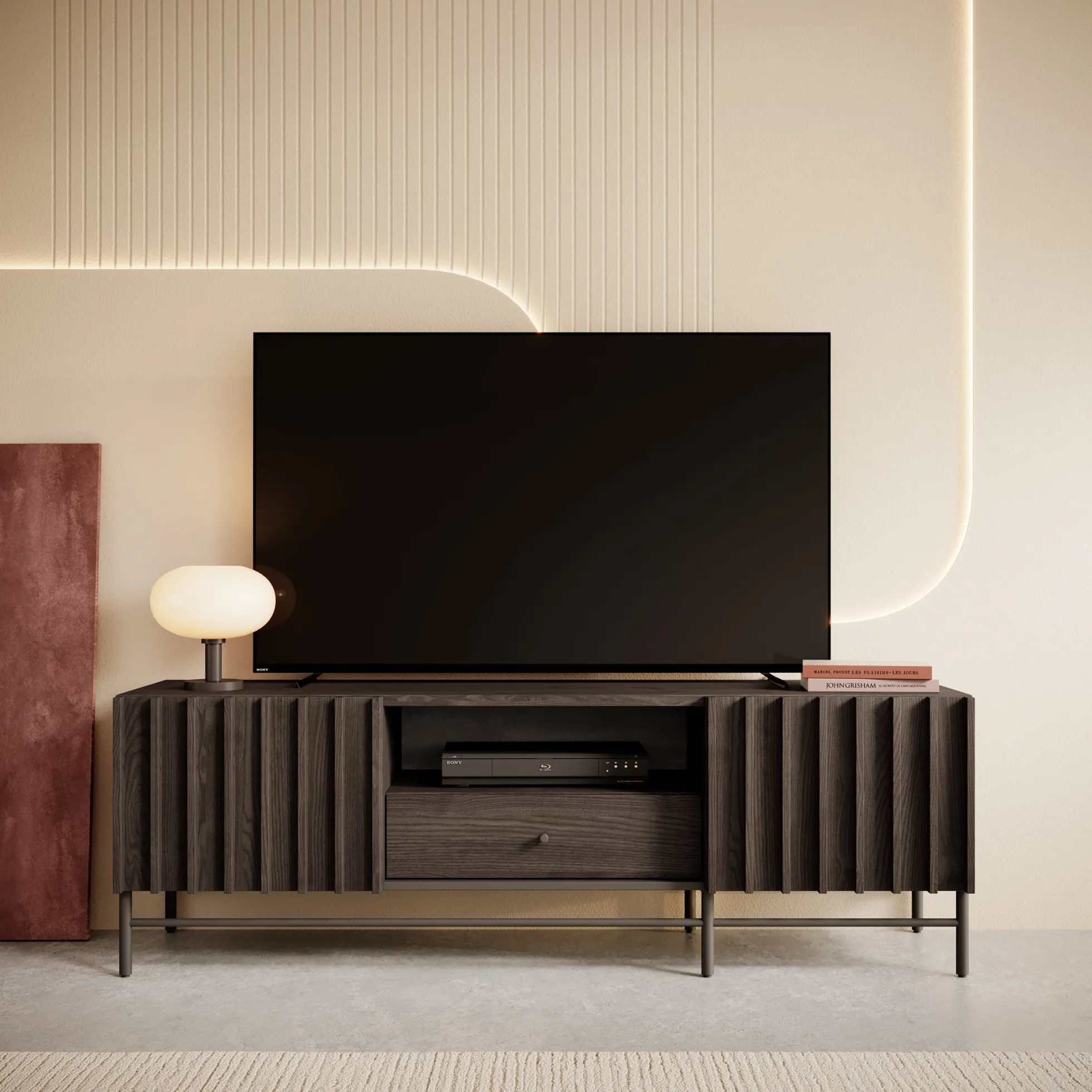 Paz - TV-Meubel met 2 deuren - Donker eiken - 165 cm