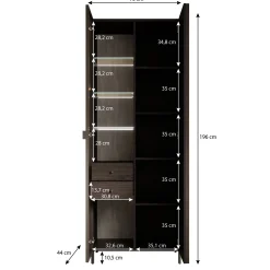 Paz - Vitrinekast - Donkerbruin - 73x44x196 cm