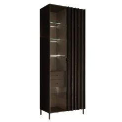 Paz - Vitrinekast - Donkerbruin - 73x44x196 cm