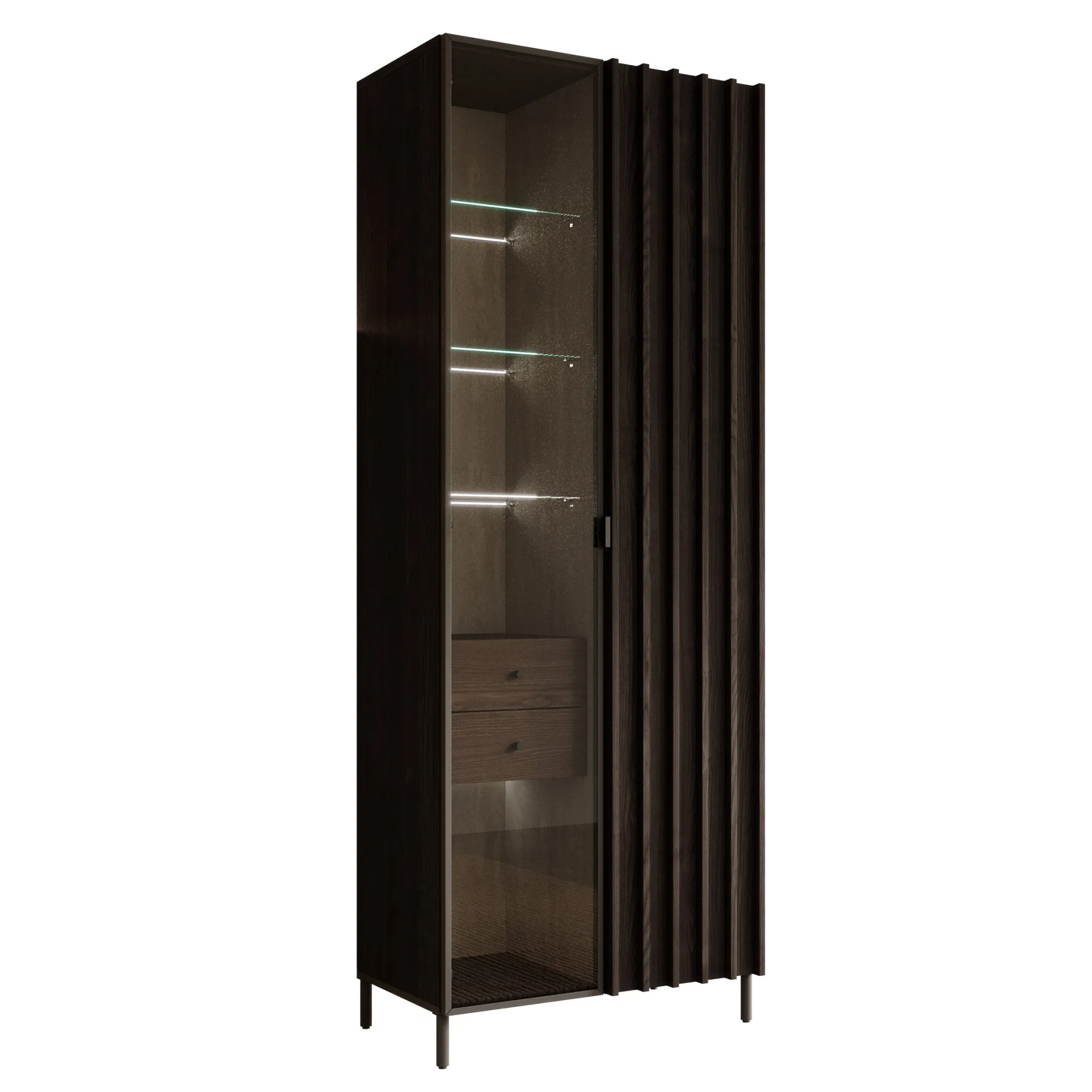 Paz - Vitrinekast - Donkerbruin - 73x44x196 cm