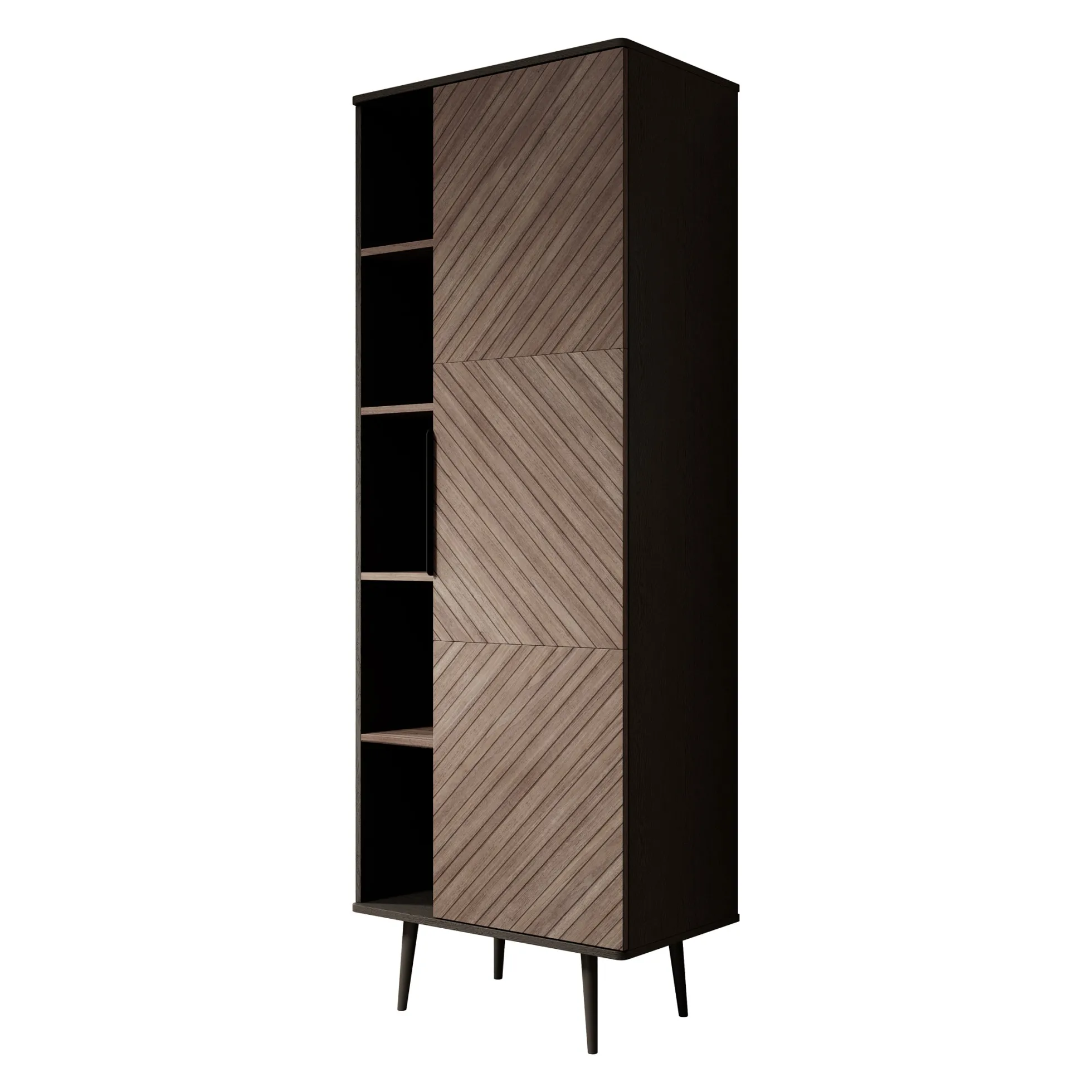 Pedro - Boekenkast - Donker eiken/zwart eiken - 70x41x190 cm
