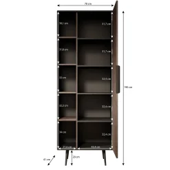 Pedro - Boekenkast - Donker eiken/zwart eiken - 70x41x190 cm