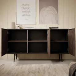 Pedro - Dressoir - Donker eiken/zwart - 150x41x80 cm
