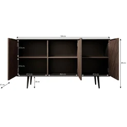Pedro - Dressoir - Donker eiken/zwart - 150x41x80 cm