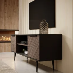 Pedro - TV-Meubel - Donker eiken/zwart eiken - 150 cm