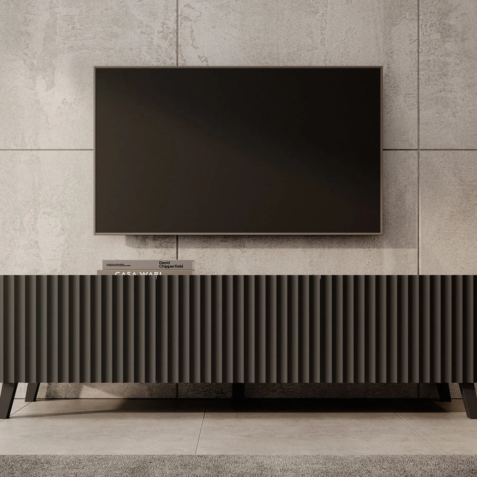 Pepinos 2 - TV-Meubel - Mat zwart - 150x42x44 cm