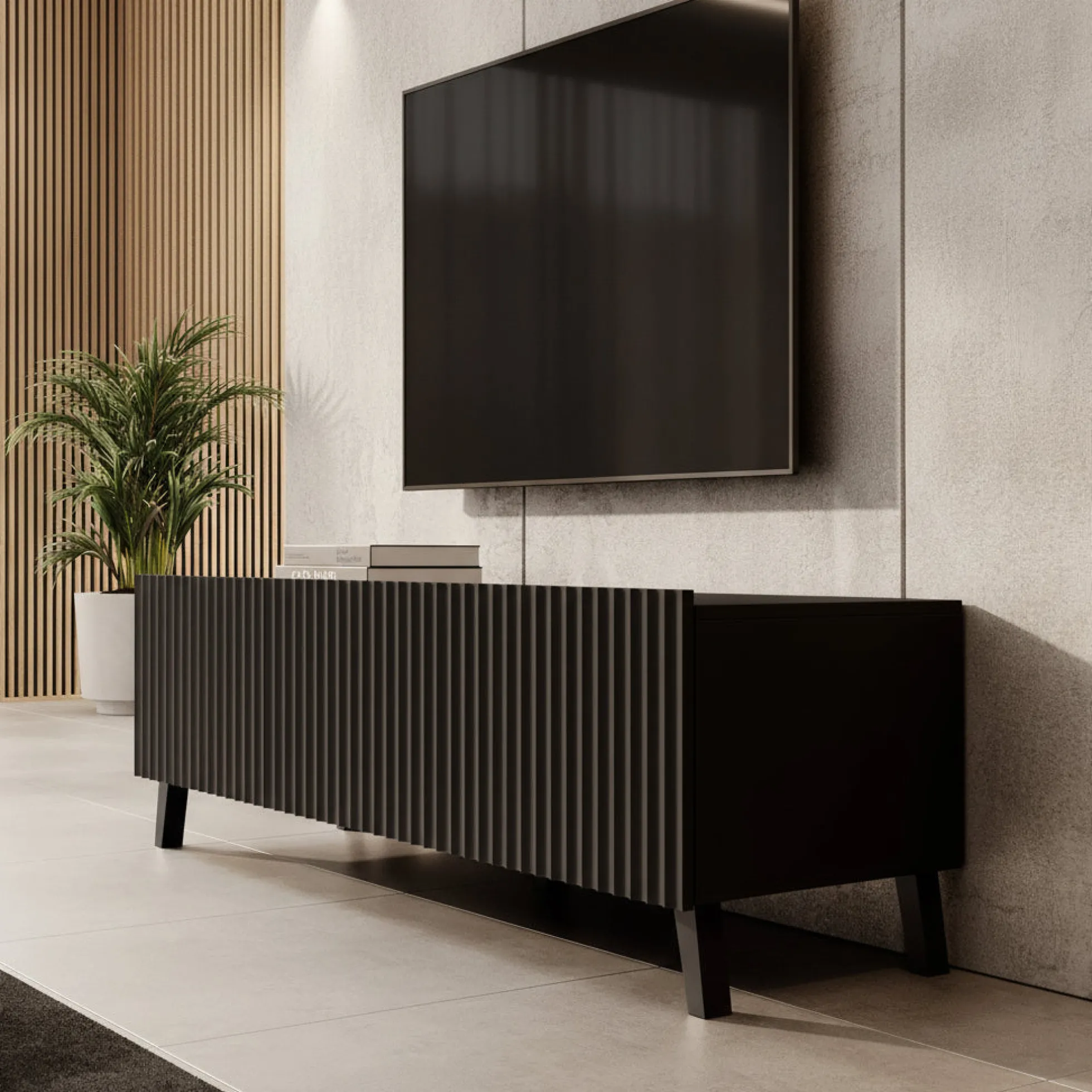 Pepinos 2 - TV-Meubel - Mat zwart - 150x42x44 cm