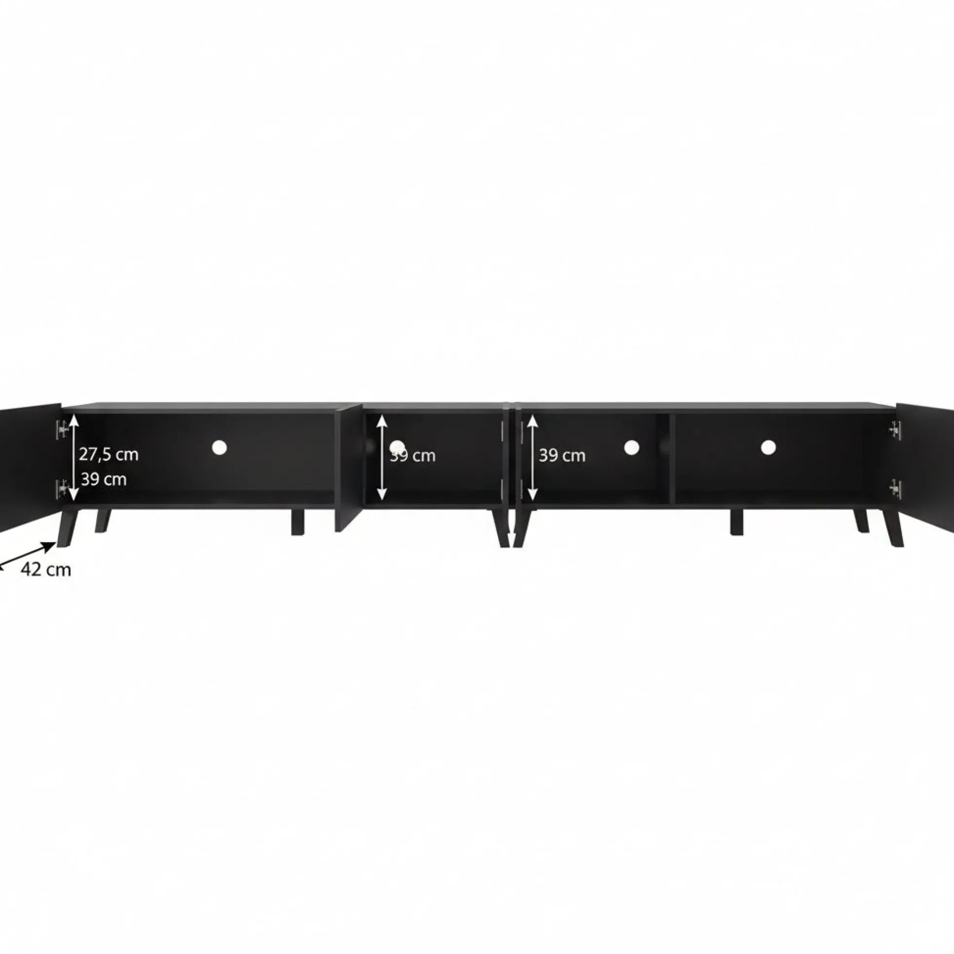 Pepinos 2 - TV-Meubel - Mat zwart - 300x42x44 cm