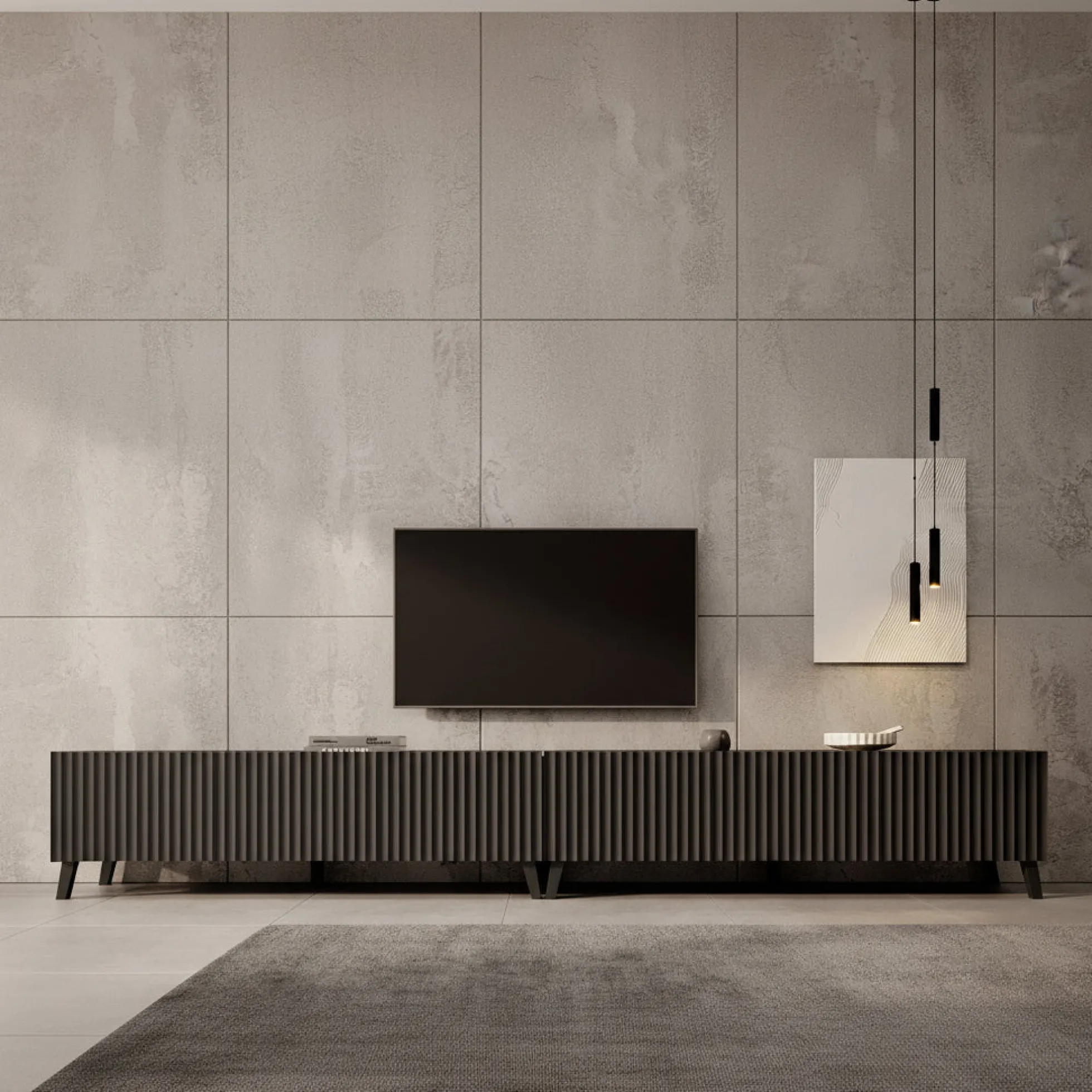 Pepinos 2 - TV-Meubel - Mat zwart - 300x42x44 cm