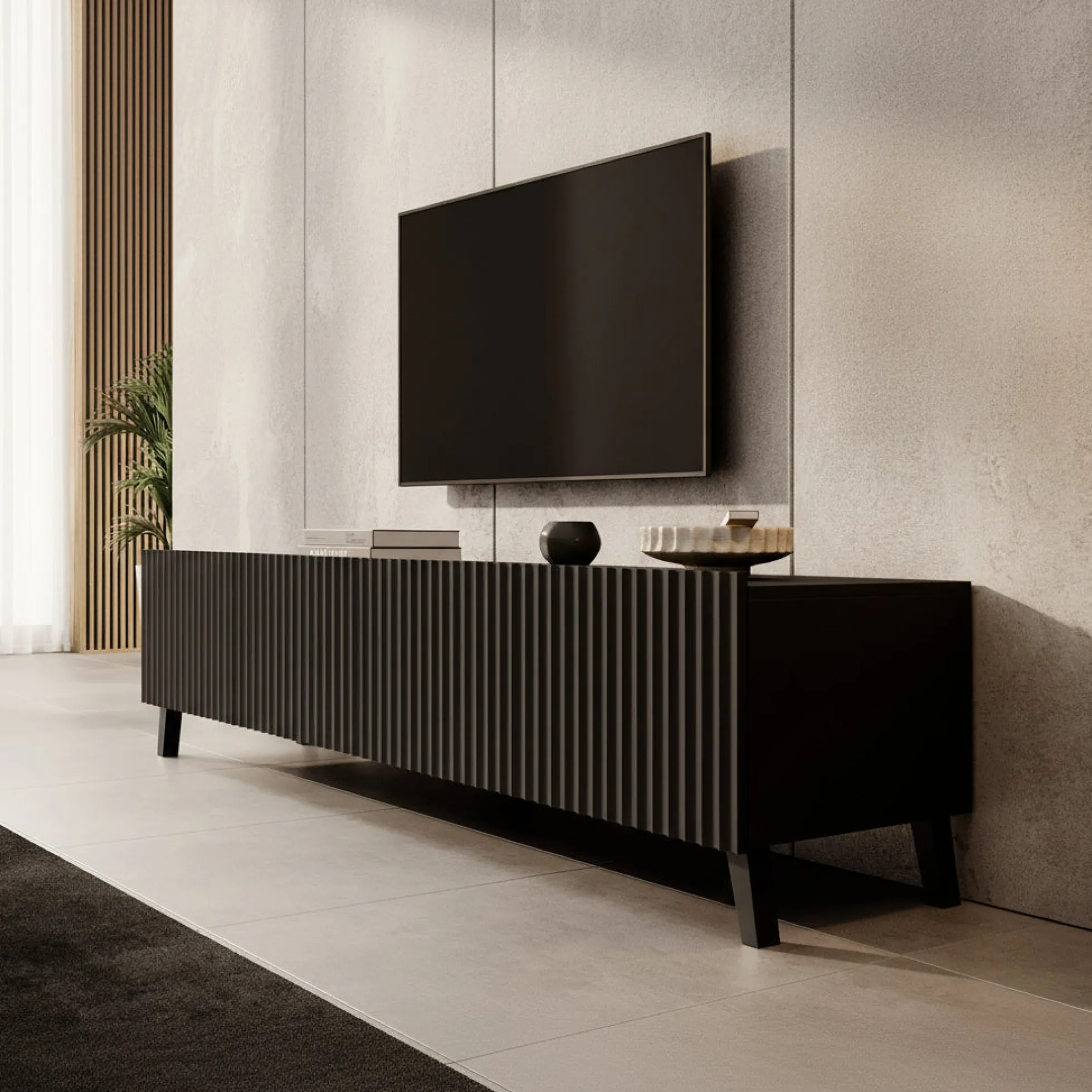 Pepinos 2 - TV-Meubel - Mat zwart - 200x42x44 cm