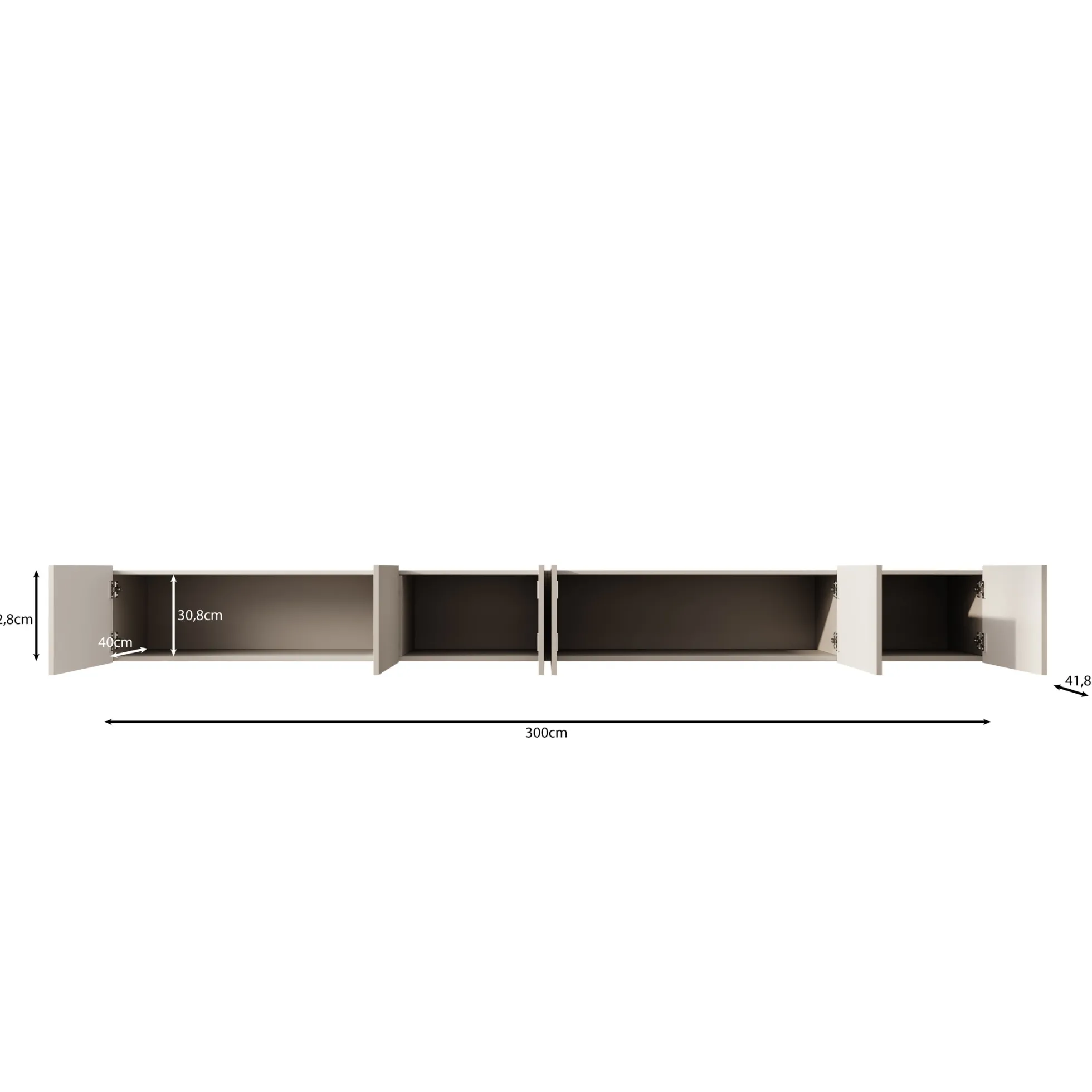 Pepinos - TV-Meubel - Beige - 300x42x33 cm