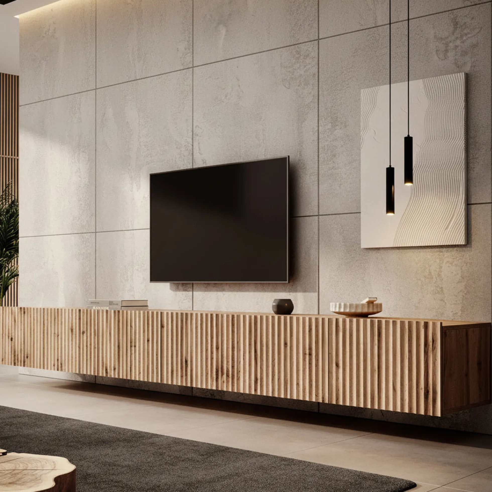 Pepinos - TV-Meubel - Eiken - 300x42x33 cm