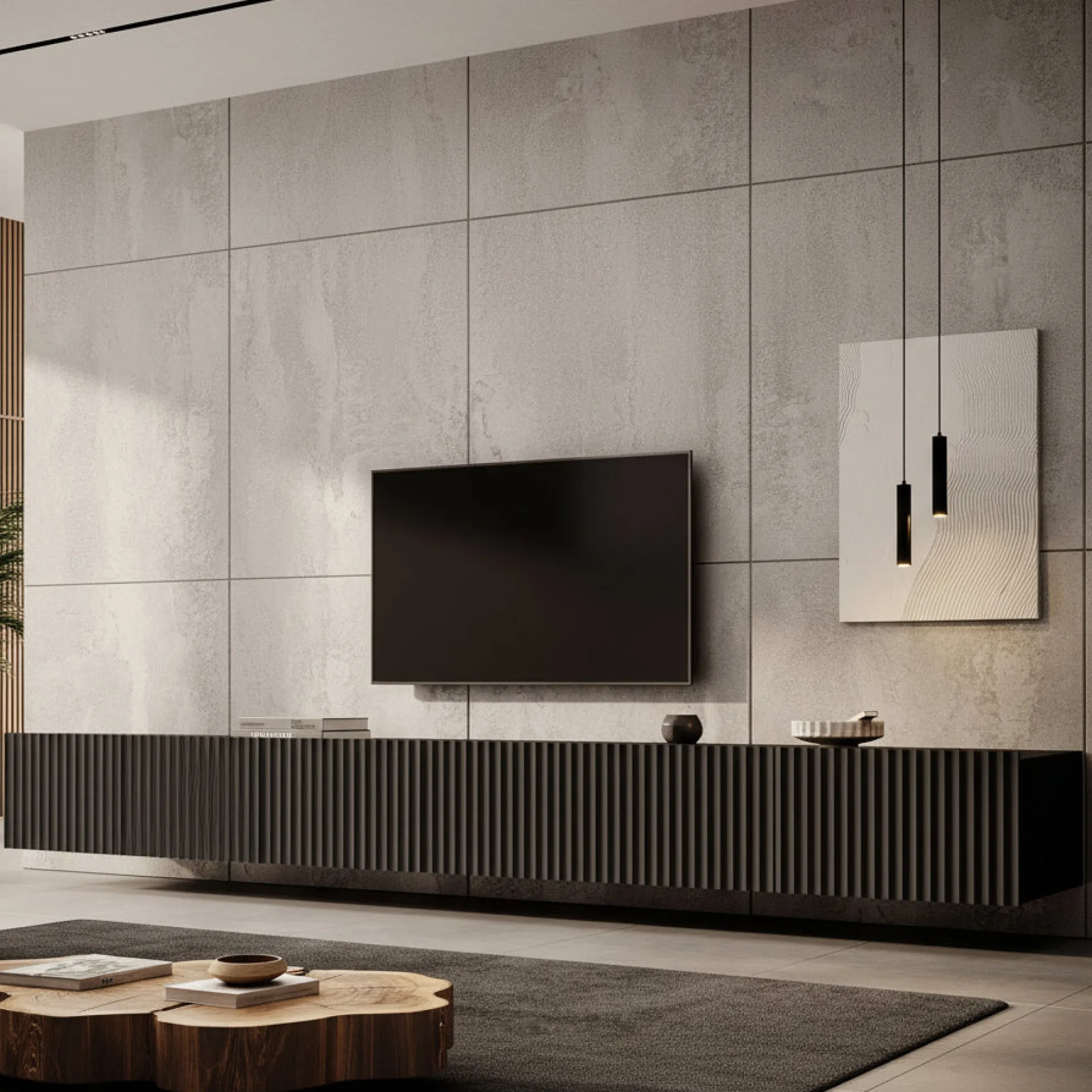 Pepinos - TV-Meubel - Mat zwart - 300x42x33 cm