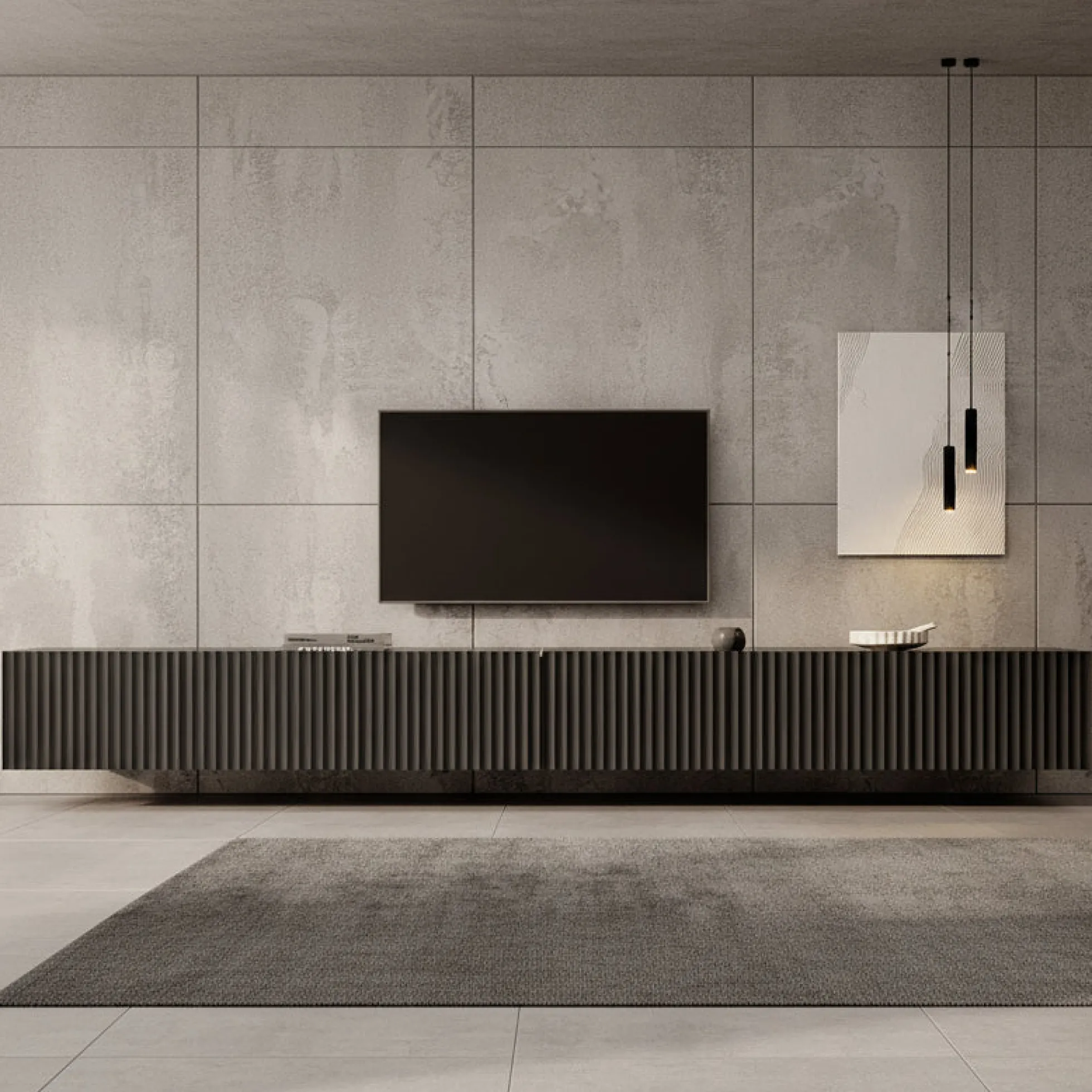 Pepinos - TV-Meubel - Mat zwart - 300x42x33 cm