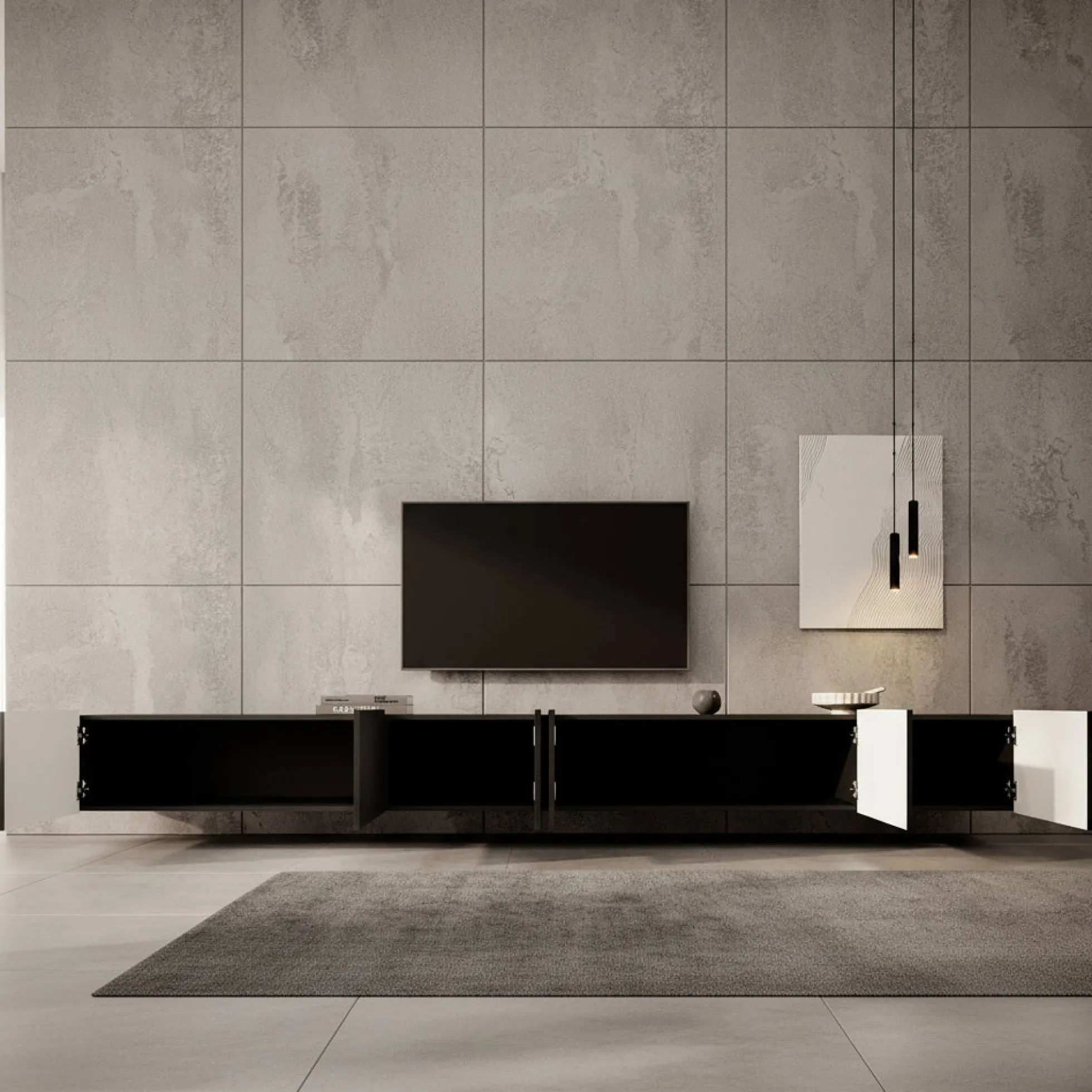 Pepinos - TV-Meubel - Mat zwart - 300x42x33 cm