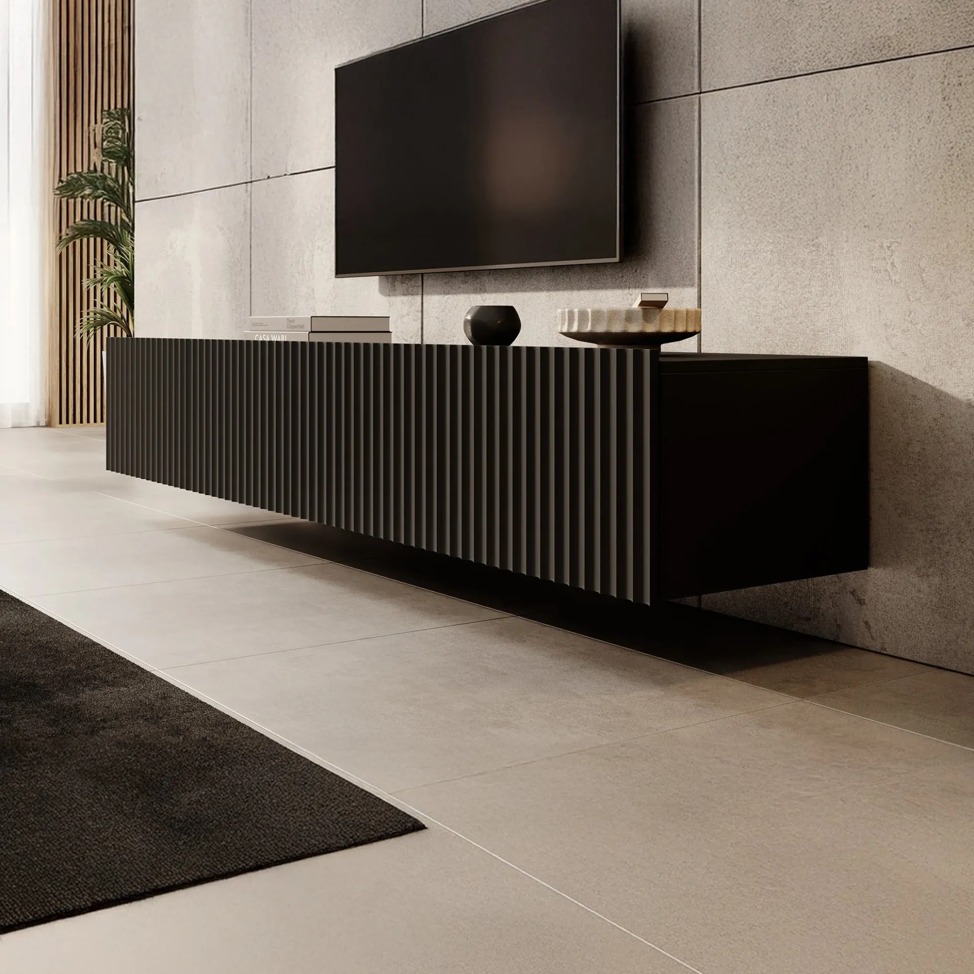 Pepinos - TV-Meubel - Mat zwart - 200x42x33 cm