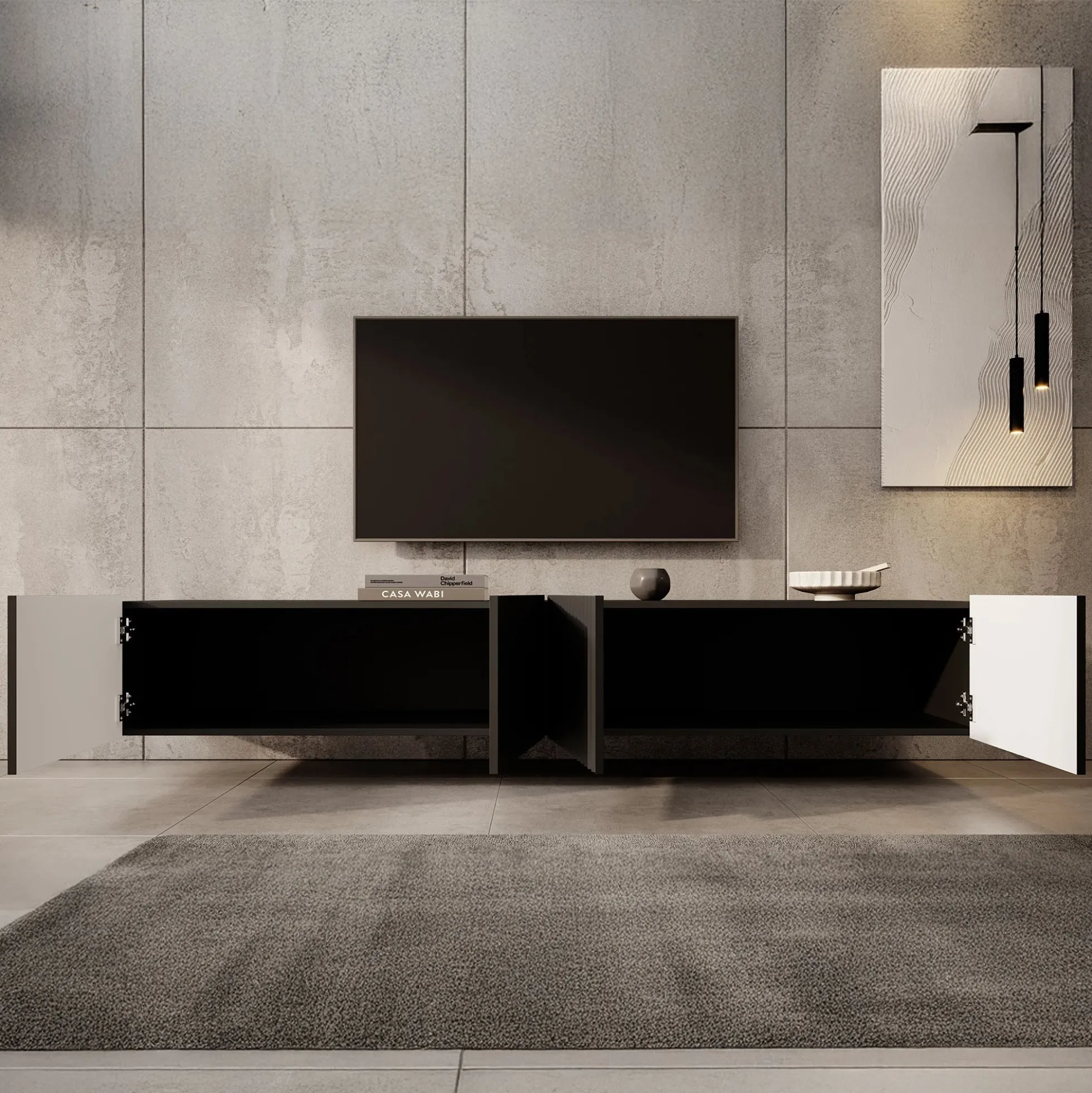 Pepinos - TV-Meubel - Mat zwart - 200x42x33 cm